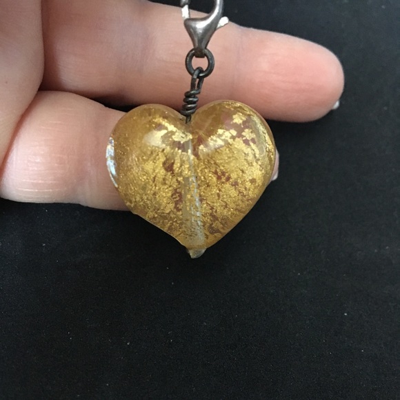 Yellow Glass Heart Pendant - Picture 3 of 3